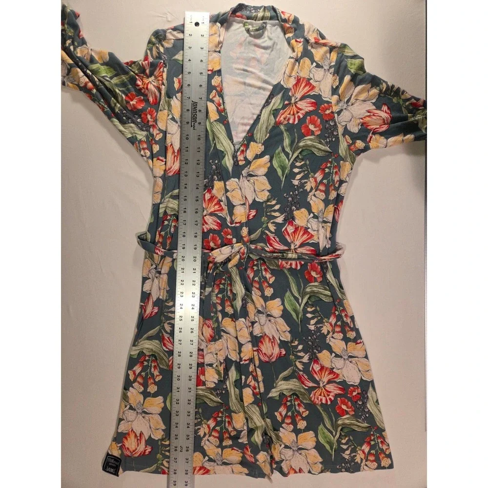 Milkmaid Goods Women's Floral Print Robe Size M Green Multi - Picture 10 of 11